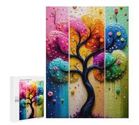 Puzzles pour Adolescents Colorful Abstract Tree Art Puzzles pour Adultes, Jeu Manuel, Course De Vitesse, Activités Amusantes À La Maison, 500 PCS