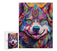 Puzzles pour Adolescents Colorful Abstract Wolf Art Puzzles pour Adultes Jouets Anti-Stress Vacances À La Maison Passer Le Temps Interaction Parent-Enfant 500 PCS