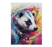 Puzzles pour Adolescents Colorful Badger Art Print Puzzle pour Adultes, Jeux Relaxants, Décoration Murale Idéale comme Cadeau 52x38cm/1000pcs