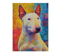 Puzzles pour Adolescents Colorful Bull Terrier Art Print-3 Puzzle pour Adultes, Jeu Manuel, Course De Vitesse, Cadeau d'anniversaire, Cadeaux, 1000pcs(52x38cm)