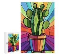 Puzzles pour Adolescents Colorful Cactus Pot Art Print Casse-tête pour Adolescents : Analyse Et Logique, Difficile Et Stimulant, Idéal comme Cadeau 1000 PCS