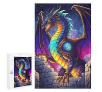 Puzzles pour Adolescents Colorful Dragon on Castle Wall Puzzles pour Adultes, Jouets Anti-Stress, Difficile, Cadeau d'anniversaire, Cadeaux, 1000 PCS