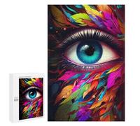 Puzzles pour Adolescents Colorful Eye Feather Artwork Puzzle Anti-Stress pour Adolescents Chaque Pièce Est Unique - Idéal comme Cadeau pour Toute La Famille 1000 PCS