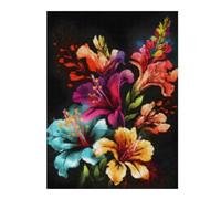 Puzzles pour Adolescents Colorful Floral Bouquet Art Print Jeu De Puzzle Familial, Cadeau d'anniversaire Ou De Noël 1000pcs(52x38cm)