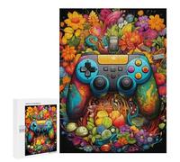 Puzzles pour Adolescents Colorful Floral Gaming Controller Artwork Puzzles pour Adultes Jeux De Détente Cadeaux pour Femmes Idéal comme Cadeau pour Toute La Famille 500 PCS