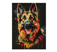 Puzzles pour Adolescents Colorful German Shepherd Art Print-5 Puzzle Adulte, Jeu Familial, Difficile, Cadeau d'anniversaire, Cadeaux, 52x38cm/1000pcs