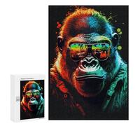Puzzles pour Adolescents Colorful Gorilla Sunglasses Art Print-1 Puzzle Anti-Stress pour Adolescents Chaque Pièce Est Unique - Idéal comme Cadeau pour Toute La Famille 300 PCS