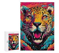 Puzzles pour Adolescents Colorful Jaguar Art Print Puzzle Anti-Stress pour Adolescents Chaque Pièce Est Unique - Idéal comme Cadeau pour Toute La Famille 300 PCS