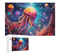 Puzzles pour Adolescents Colorful Jellyfish Underwater Scene Puzzles pour Adultes Jouets Anti-Stress Vacances À La Maison Passer Le Temps Interaction Parent-Enfant 1000 PCS