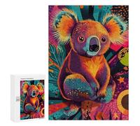 Puzzles pour Adolescents Colorful Koala Art Electric Koala Funky Australian Animal Puzzles pour Adolescents - Décoration Murale - Cadeau Unique pour Anniversaire Et Noël