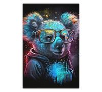 Puzzles pour Adolescents Colorful Koala with Glasses-2 Puzzles pour Adultes Jeux Relaxants Cadeaux De Décoration Parfaits pour Les Amis Et La Famille 1000pcs(75x50cm)