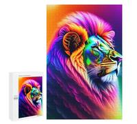 Puzzles pour Adolescents Colorful Lion Art Print Casse-têtes pour Adolescents - Jeu De Réflexion - Améliore La Mémoire - Cadeaux De Noël Et d'anniversaire