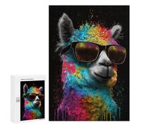 Puzzles pour Adolescents Colorful Llama Sunglasses Art Print-1 Puzzle Anti-Stress pour Adolescents Chaque Pièce Est Unique - Idéal comme Cadeau pour Toute La Famille 300 PCS