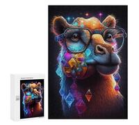 Puzzles pour Adolescents Colorful Llama with Crystal Necklace Puzzles pour Adultes À Monter Soi-même, Décorations Murales, Idées Cadeaux pour Toute La Famille 300 PCS