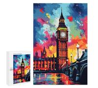 Puzzles pour Adolescents Colorful London Skyline Puzzle Anti-Stress pour Adolescents Chaque Pièce Est Unique - Idéal comme Cadeau pour Toute La Famille 1000 PCS
