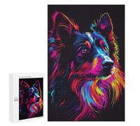 Puzzles pour Adolescents Colorful Neon Dog Art Print-2 Puzzle Anti-Stress pour Adolescents Chaque Pièce Est Unique - Idéal comme Cadeau pour Toute La Famille 1000 PCS