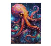 Puzzles pour Adolescents Colorful Octopus Artwork -3 Puzzle pour Adultes, Jeux Relaxants, Décoration Murale Idéale comme Cadeau 52x38cm/1000pcs