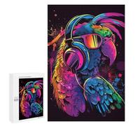 Puzzles pour Adolescents Colorful Parrot Headphones Art Print Puzzle Anti-Stress pour Adolescents Chaque Pièce Est Unique - Idéal comme Cadeau pour Toute La Famille 1000 PCS