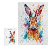 Puzzles pour Adolescents Colorful Rabbit Watercolor Puzzles pour Adolescents - Décoration Murale - Cadeau Unique pour Anniversaire Et Noël