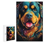 Puzzles pour Adolescents Colorful Rottweiler Art Print Puzzle Anti-Stress pour Adolescents Chaque Pièce Est Unique - Idéal comme Cadeau pour Toute La Famille 1000 PCS