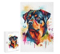 Puzzles pour Adolescents Colorful Rottweiler Art Puzzles pour Adultes, Jeu Manuel, Course De Vitesse, Activités Amusantes À La Maison, 1000 PCS