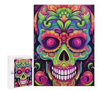 Puzzles pour Adolescents Colorful Sugar Skull Artwork Puzzle Anti-Stress pour Adolescents Chaque Pièce Est Unique - Idéal comme Cadeau pour Toute La Famille 500 PCS