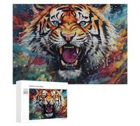 Puzzles pour Adolescents Colorful Tiger Roar Painting Puzzles pour Adultes Jouets Anti-Stress Vacances À La Maison Passer Le Temps Interaction Parent-Enfant 300 PCS