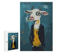 Puzzles pour Adolescents Cool Cow with Cigarette Puzzles pour Adultes Jeux Relaxants Qui Améliorent La Mémoire Cadeaux Uniques pour Un Anniversaire Et Noël 1000 PCS