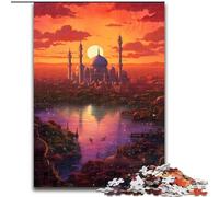 Puzzles pour Adolescents : Coucher de Soleil sur la Ville avec des Arbres, Jeu Stimulant, décoration Murale, Cadeaux d'anniversaire et de Noël Uniques (50x75cm)