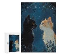 Puzzles pour Adolescents Couple Cat Starry Night Puzzles pour Adultes Jeu Manuel Cadeau d'anniversaire Cadeau d'anniversaire, Cadeaux, 300 PCS