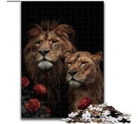 Puzzles pour Adolescents Couple de Lions, Jeux éducatifs pour la décoration de la Maison, idéal comme Cadeau pour Toute la Famille (Taille 50x75cm)