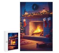 Puzzles pour Adolescents Cozy Christmas Fireplace Puzzles pour Adolescents - Décoration Murale - Cadeau Unique pour Anniversaire Et Noël