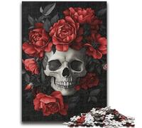 Puzzles pour Adolescents, crâne de Rose Rouge, Jeu Stimulant, idéal comme Cadeau pour Toute la Famille, 50x75cm