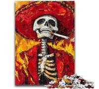 Puzzles pour Adolescents, crâne Mexicain fumant, Jeu Stimulant et Jeu Familial, décoration Murale, Cadeaux d'anniversaire et de Noël Uniques 50x75cm