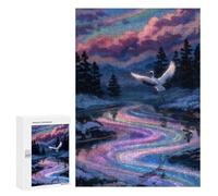 Puzzles pour Adolescents Crane Over A Rainbow River Puzzles pour Adultes Jeux Relaxants Qui Améliorent La Mémoire Cadeaux Uniques pour Un Anniversaire Et Noël 300 PCS