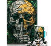Puzzles pour Adolescents crânes en vitrail Jouets éducatifs Jeux Anti-Stress Collection d'artistes Beaux-Arts (50x75cm)