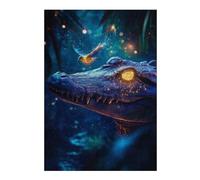 Puzzles pour Adolescents Crocodile and Bird in Night Forest Puzzles pour Adultes Jeux Amusants pour Toute La Famille Jeux Stimulants Cadeaux 38x26cm/1000pcs