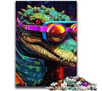 Puzzles pour Adolescents, Crocodile du Nil psychédélique, 1 000 pièces, Anti-Stress, séjour, Tuer Le Temps, liste de souhaits avec Le Père Noël (75x50cm)