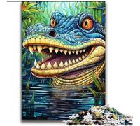 Puzzles pour Adolescents Crocodile du Nil psychédélique, Aide Le Cerveau à exercer des Jouets addictifs pour cultiver la Patience Décoration Parfaite 38x52cm