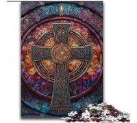 Puzzles pour Adolescents Croix en vitrail, Jeu Stimulant, idéal comme Cadeau pour Toute la Famille 70 x 100 cm