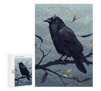 Puzzles pour Adolescents Crowned Raven on Branch Digital Art Puzzle Adulte - Décoration Murale - Découpe De Précision pour Les Gamers 300 PCS