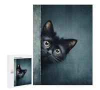 Puzzles pour Adolescents Curious Black Cat Peeking Puzzle Anti-Stress pour Adolescents Chaque Pièce Est Unique - Idéal comme Cadeau pour Toute La Famille 500 PCS