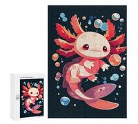 Puzzles pour Adolescents Cute Axolotl with Bubbles Puzzles pour Adultes À Monter Soi-même, Décorations Murales, Idées Cadeaux pour Toute La Famille 300 PCS