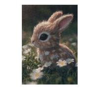 Puzzles pour Adolescents Cute Baby Bunny in Flowers Puzzles pour Adultes, Jeu Familial, Course De Vitesse Manuelle, Cadeaux d'anniversaire Uniques 38x26cm/1000pcs