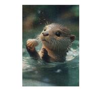 Puzzles pour Adolescents Cute Baby Otter with Seashell Puzzles Anti-Stress, Jouets pour Se Détendre À La Maison, Cadeaux d'anniversaire Et Cadeaux Uniques 38x26cm/1000pcs