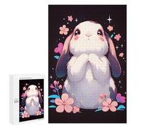Puzzles pour Adolescents Cute Bunny with Flowers Puzzles pour Adultes, Jouets Anti-Stress, Difficile, Cadeau d'anniversaire, Cadeaux, 1000 PCS