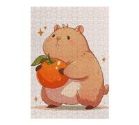 Puzzles pour Adolescents Cute Capybara with Orange Puzzles pour Adultes Jeu Manuel Décoration Intérieure Est Idéal comme Cadeau 38x26cm/1000pcs