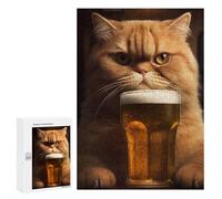 Puzzles pour Adolescents Cute Cat Drinking Beer Puzzles pour Adultes Jeu Manuel Cadeau d'anniversaire Cadeau d'anniversaire, Cadeaux, 300 PCS