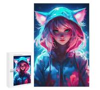 Puzzles pour Adolescents Cute Cat Girls Neon Casse-têtes pour Adolescents - Jeu De Réflexion - Améliore La Mémoire - Cadeaux De Noël Et d'anniversaire