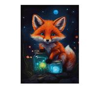 Puzzles pour Adolescents Cute Fox Luminous Glow Puzzles pour Adolescents, Jouets Anti-Stress, Décoration Murale, Cadeau d'anniversaire, Cadeaux, 52x38cm/1000pcs